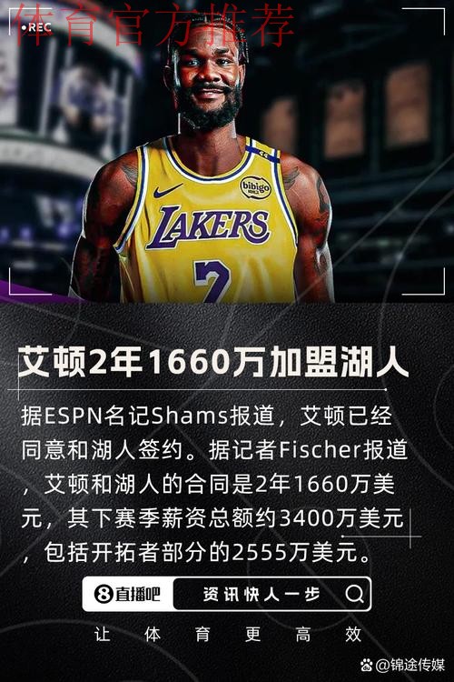 艾顿年薪800万成真传奇！美媒列出四项数据折射其卓越表现